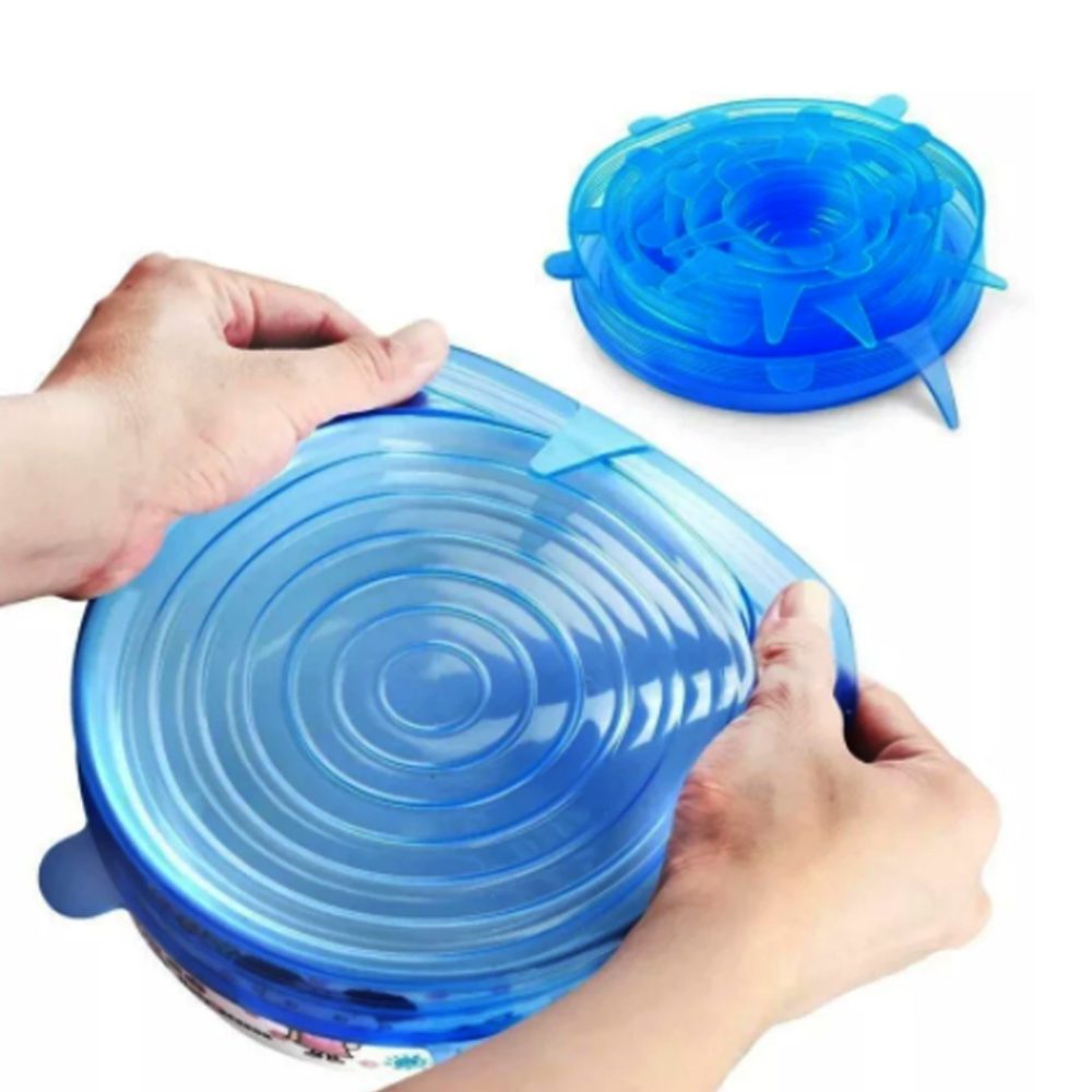6 Tapas de silicona transparentes circulares