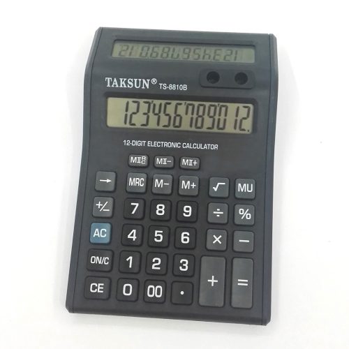 Calculadora doble pantalla 12 digitos con soporte de lapicera