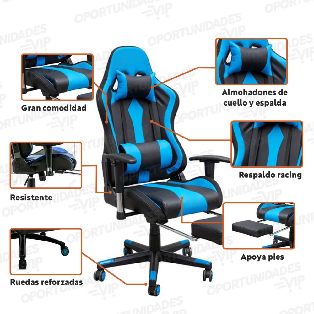 silla gamer fur gt000 azul 5