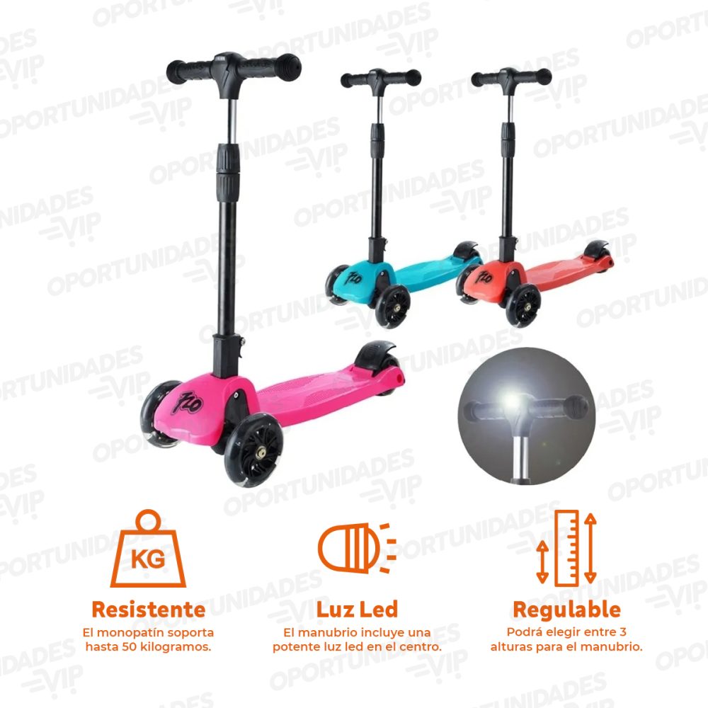 Monopatin scooter con luz frontal Metalized 720