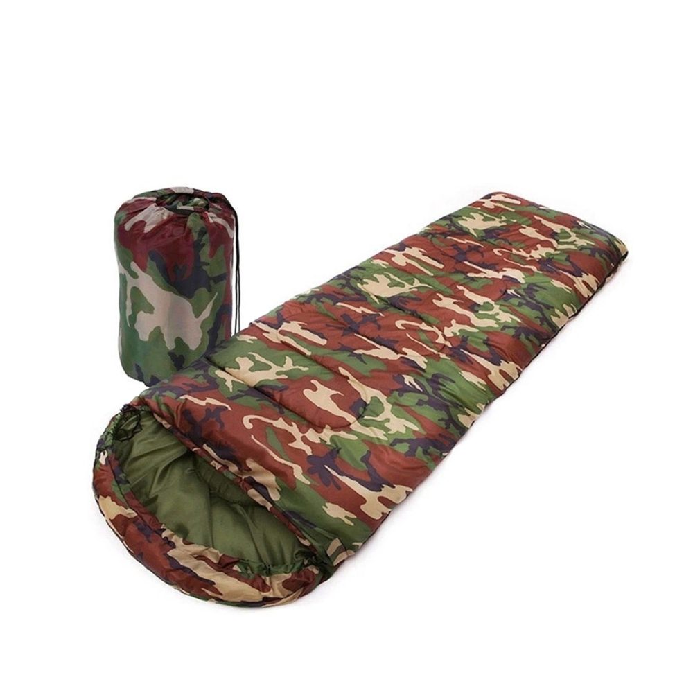 Bolsa de dormir rectangular camuflada con capucha y funda de Tela