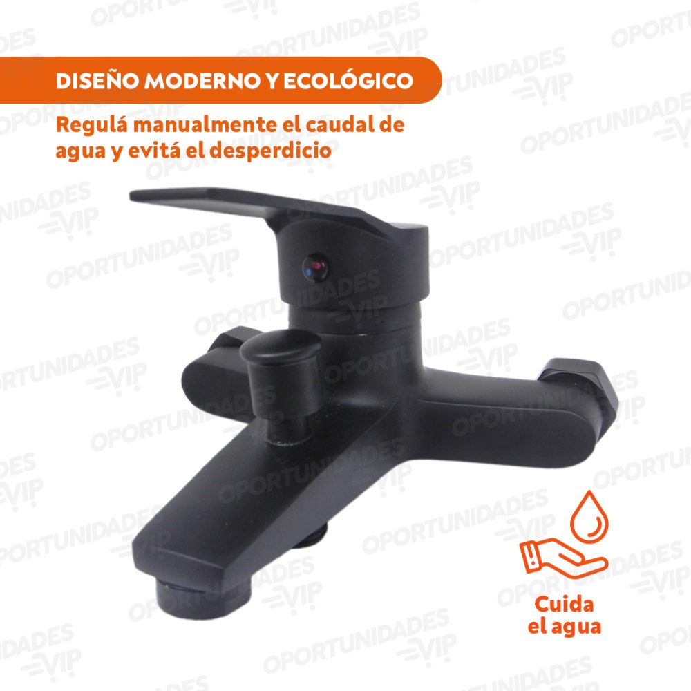 Grifería ducha doble monocomando con manguera flexible negra MLT30305
