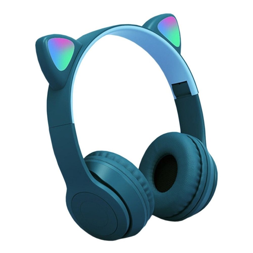 Auriculares led inalámbricos recargable con orejas – Azul marino