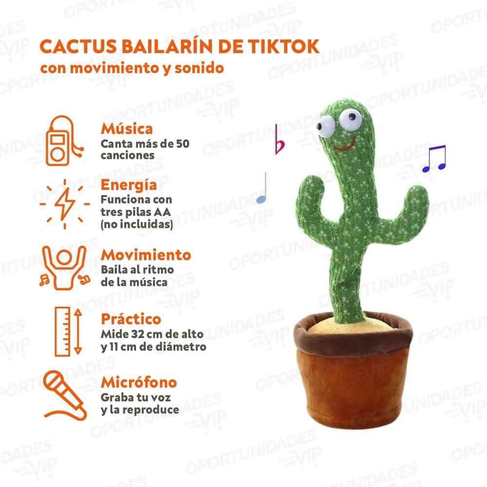 Juguete cactus bailarín de Tiktok – Baila, canta y repite voz