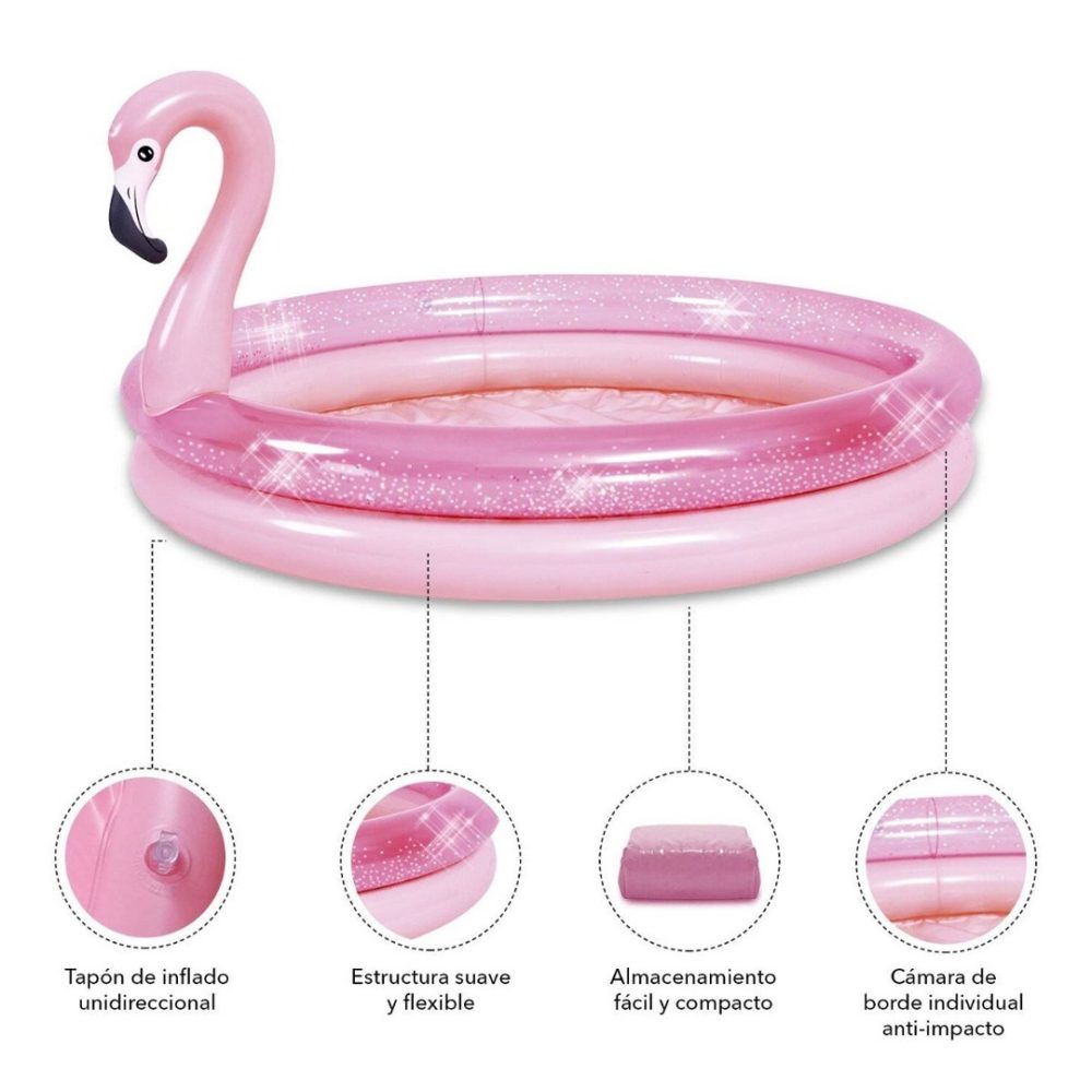 Pileta inflable flamenco rosa para niños 50 cm x 99 cm 65 litros