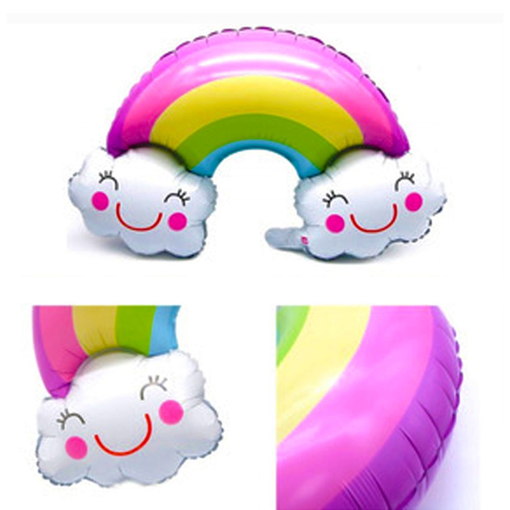 Globo metalizado de arcoíris con nubes para fiestas - 85 cm x 55 cm