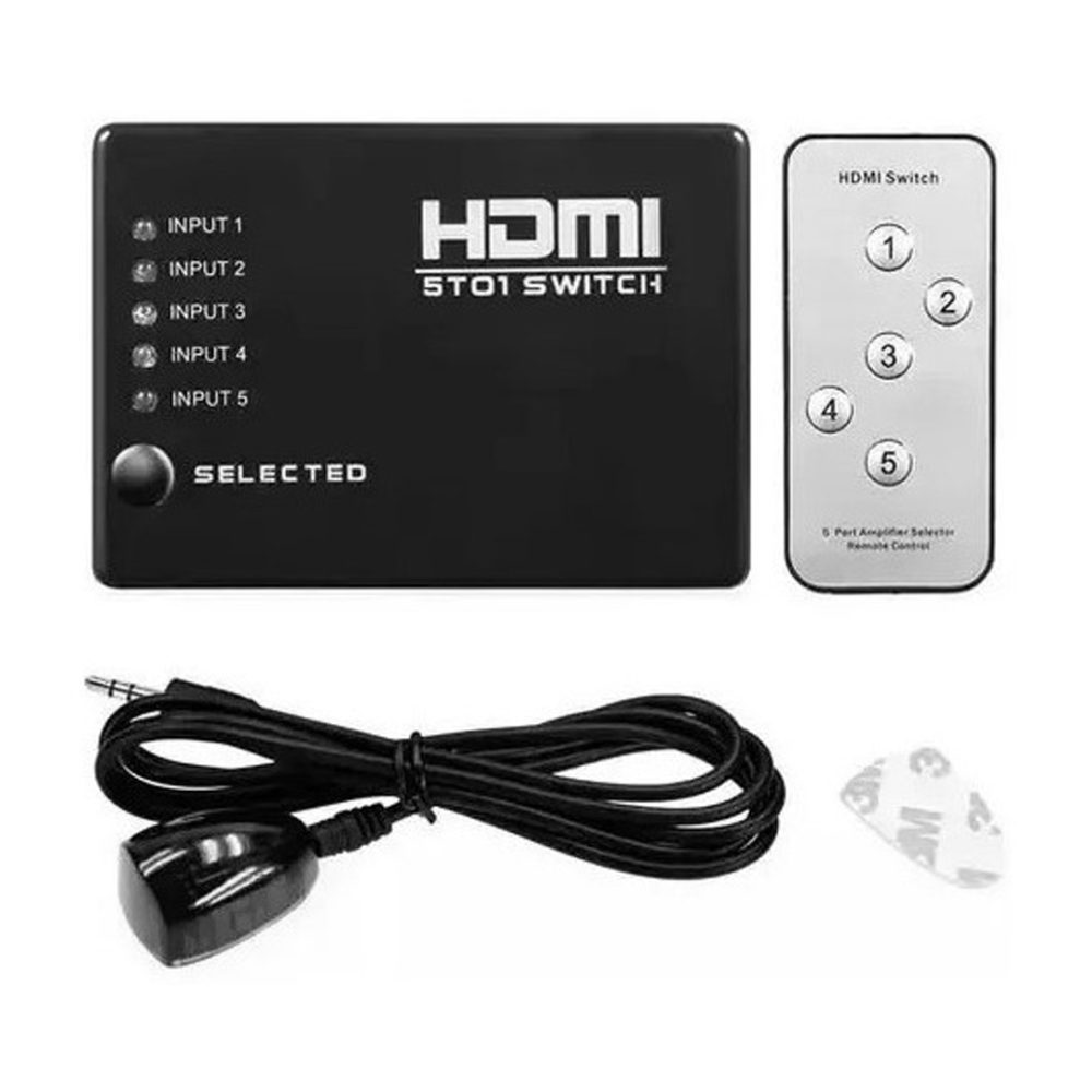Switch selector HDMI con 5 puertos y control remoto