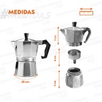 Cafetera tipo italiana de aluminio - 6 pocillos de café