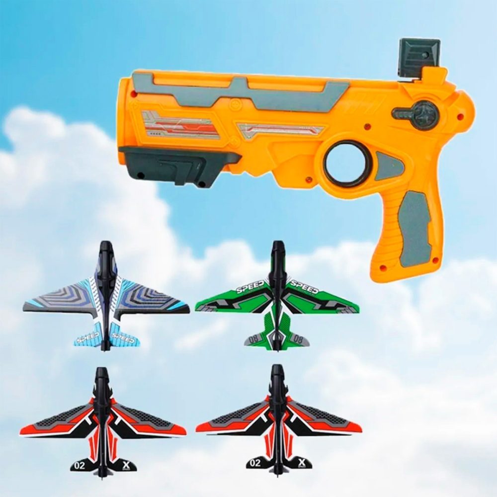 Pistola lanza aviones de juguete shooter plane infantil