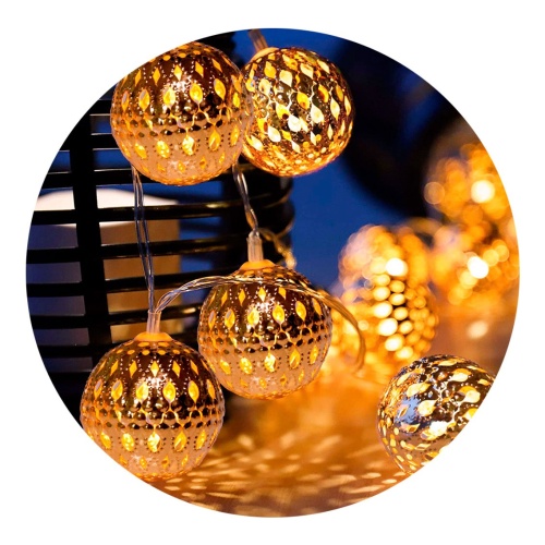 Guirnalda navideña en forma de bolas Led de metal con luces cálidas 2,9 mts 220v