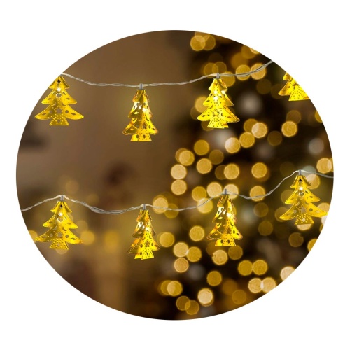 Guirnalda navideña en forma de pinos Led de metal con luces cálidas 2,9 mts 220v