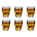 Conjunto X6 vasos de tequila, shots para whisky y aperitivos con diseño de calavera
