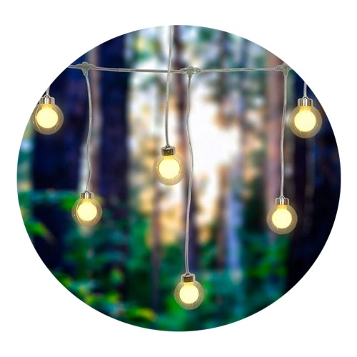 Cortina de luces LED de doble esfera con luz blanca cálida - 5 metros