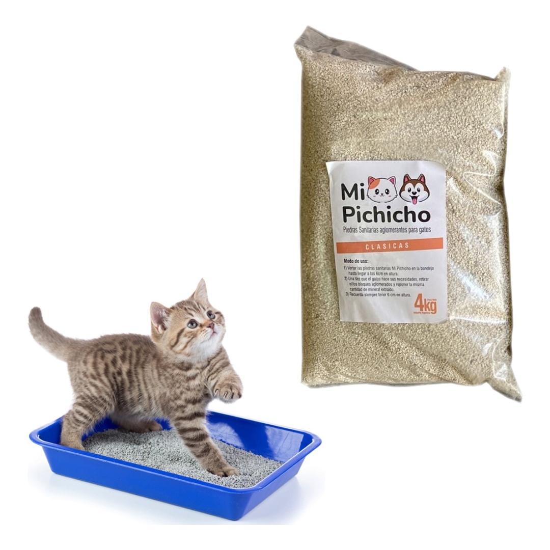 Piedritas sanitarias clásicas absorbentes aglomerantes para gatos 4 Kg