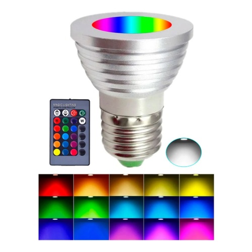 Lampara luz LED RGB 3w E27 con control 16 colores Cnw21067