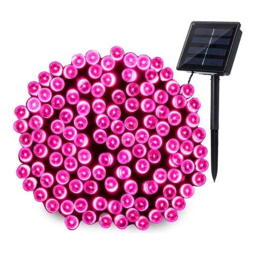 Guirnalda LED color rosa con panel solar 10mts El129