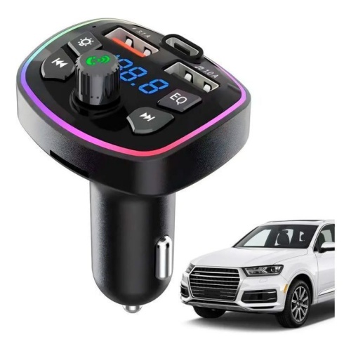 Transmisor FM bluetooth USB multicolor para auto Q7