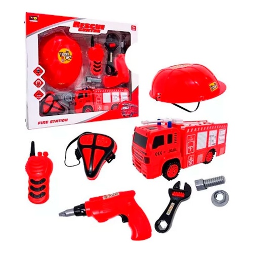 Set bombero herramientas camión juguete 8 piezas 22334