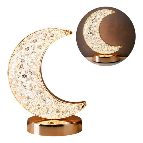 Lampara forma luna luz de mesa cálida fría acrílica B0bpy