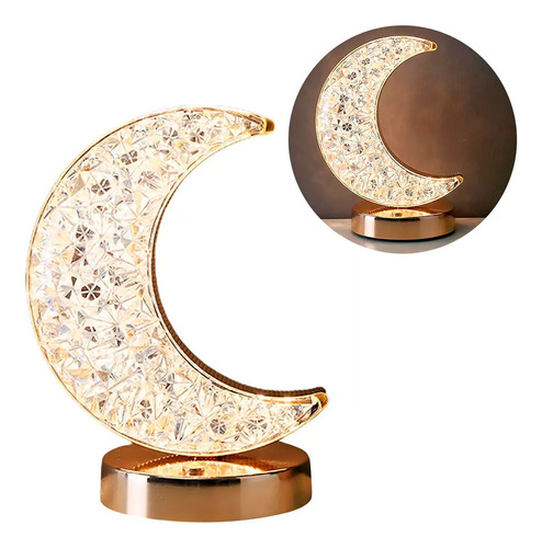 Lampara forma luna luz de mesa cálida fría acrílica B0bpy