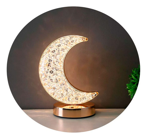 Lampara forma luna luz de mesa cálida fría acrílica B0bpy - Image 2