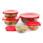 Set 5 Bowls De Vidrio Tapa Plástica Apilables Microondas - Imagen 4