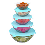 Set 5 Bowls De Vidrio Tapa Plástica Apilables Microondas - Imagen 13