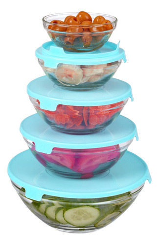 Set 5 Bowls De Vidrio Tapa Plástica Apilables Microondas - Imagen 13
