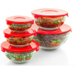 Set 5 Bowls De Vidrio Tapa Plástica Apilables Microondas - Imagen 2