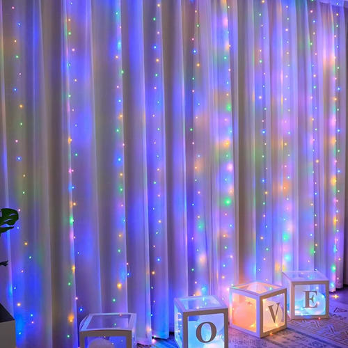 Cortina luces LED multicolor USB con control 3x2 Mts - Image 3