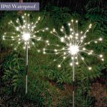 Estacas X2 Lampara Solar Jardin Fuegos Artificiales S0307 – accesorios incluidos