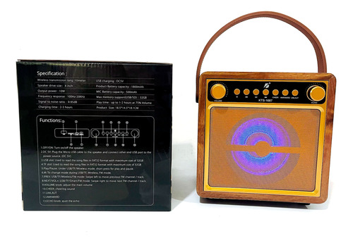 Parlante Portátil Karaoke Con Microfono Bt 10w Usb Kts-1687 - Image 8