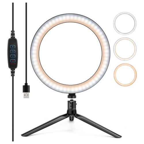 Aro luz LED selfie con trípode de mesa