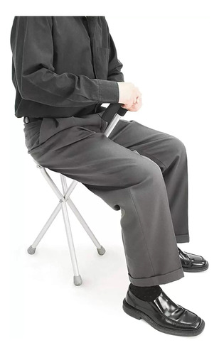 Baston Silla Asiento Plegable 2 En 1 Con Linterna - Imagen 3