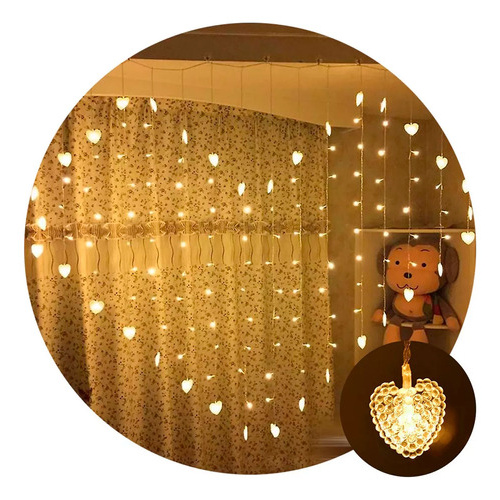 Cortina LED corazones 1,10m