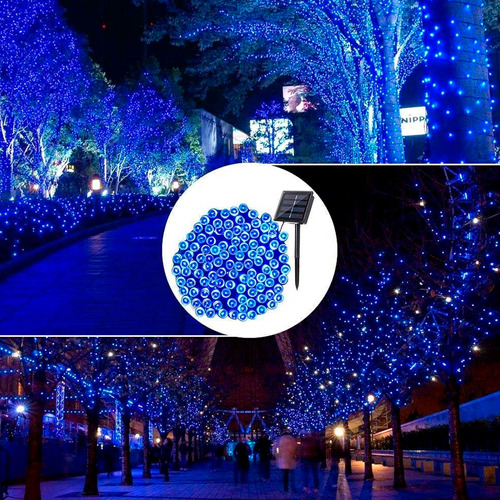 Guirnalda Cadena Luz 180 Led Azul Solar Con Panel 20 Mts 621 - Imagen 3