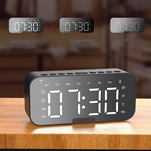 Reloj Despertador Parlante Bluetooth Radio Y Soporte Celular - Image 4