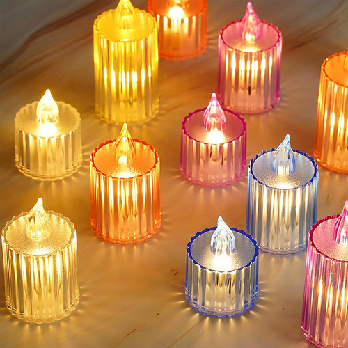 Velas Led Transparentes Rayadas X 24 Souvenir Fiesta Eventos - Image 3