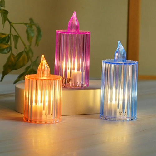 Velas Led Transparentes Rayadas X 24 Souvenir Fiesta Eventos - Image 5