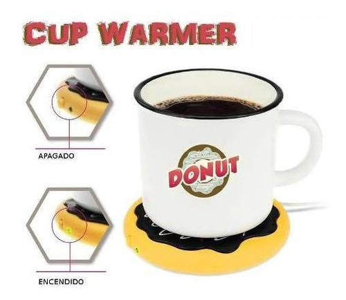 Calentador De Tazas Forma Rosquilla Usb 8w Donut Cup Warmer – imagen de uso