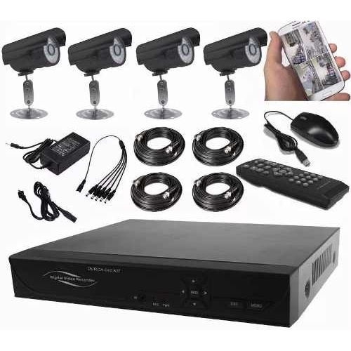 Kit Seguridad Cctv Dvr 4ch Full Hd 1080p 4 Camaras Hd P2p