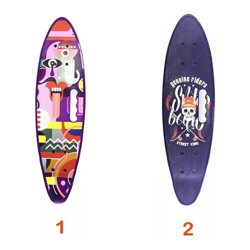Patineta Penny Longboard Estampada Ruedas Con Luces
