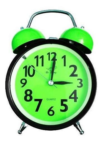 Reloj Despertador Campana Retro A Pilas Y Luz Con Sonido - Imagen 5