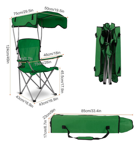 Silla plegable con techo y apoya brazos 2777 - Image 6