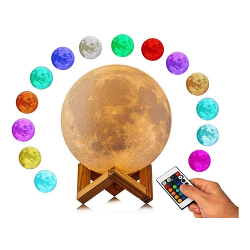 Velador 3d Moonlight Luna 12 Cm Rgb Con Control Mr485