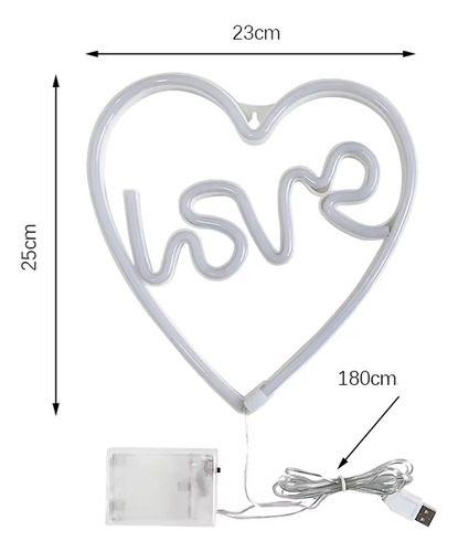 Cartel neón love USB en forma de corazón - Image 11