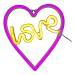 Cartel neón love USB en forma de corazón