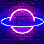 Cartel neón espacio planeta saturno A44 - Image 17