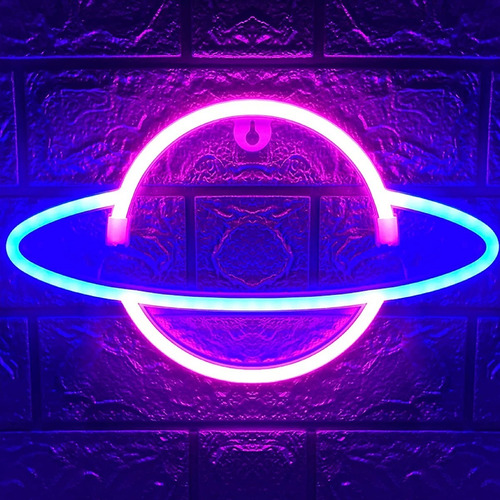 Cartel neón espacio planeta saturno A44 - Image 17