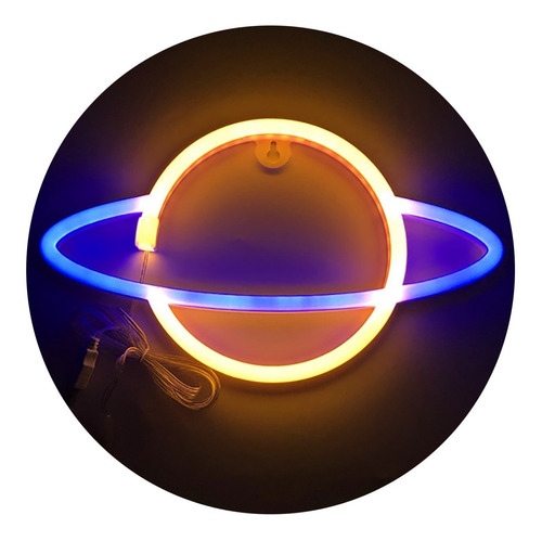 Cartel neón espacio planeta saturno A44